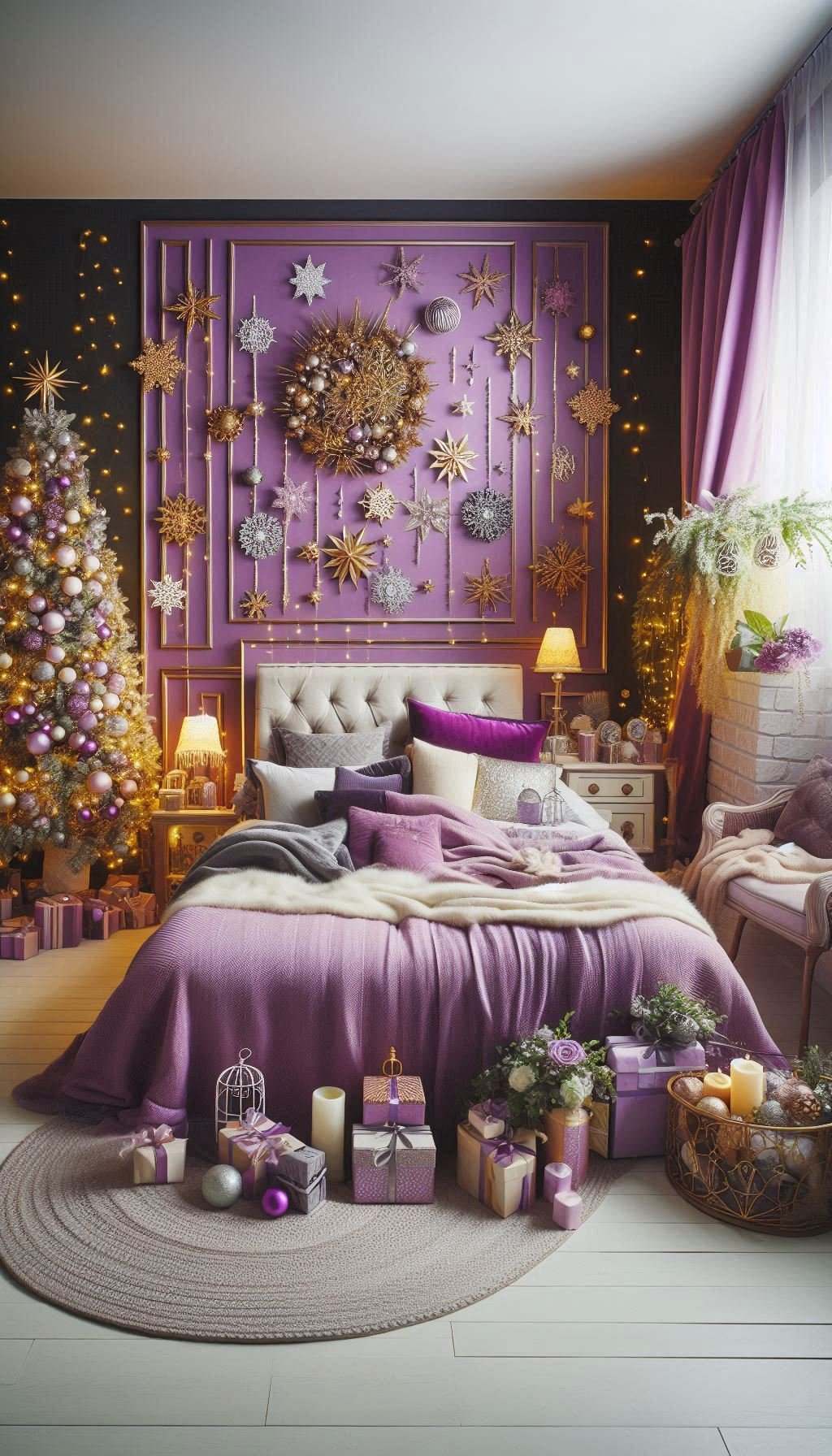 Christmas Bedroom Decorations: 95+ Absolutely Stunning Ideas | Pocoko Add a royal touch to your holiday decor with purple Christmas bedroom decorations. Elegant, cozy, and wonderfully festive!