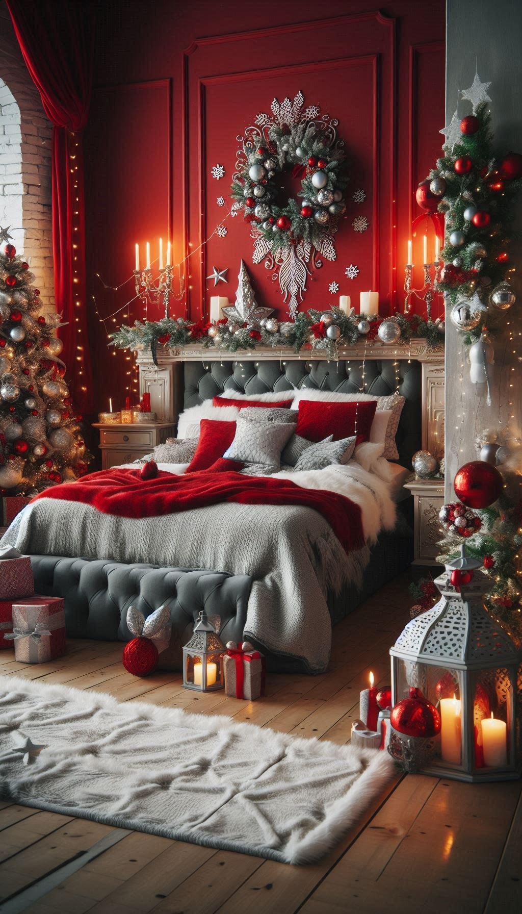 Christmas Bedroom Decorations: 95+ Absolutely Stunning Ideas | Pocoko Bring the warmth of the holidays to your bedroom with red Christmas decorations. Festive and inviting for the perfect holiday ambiance!