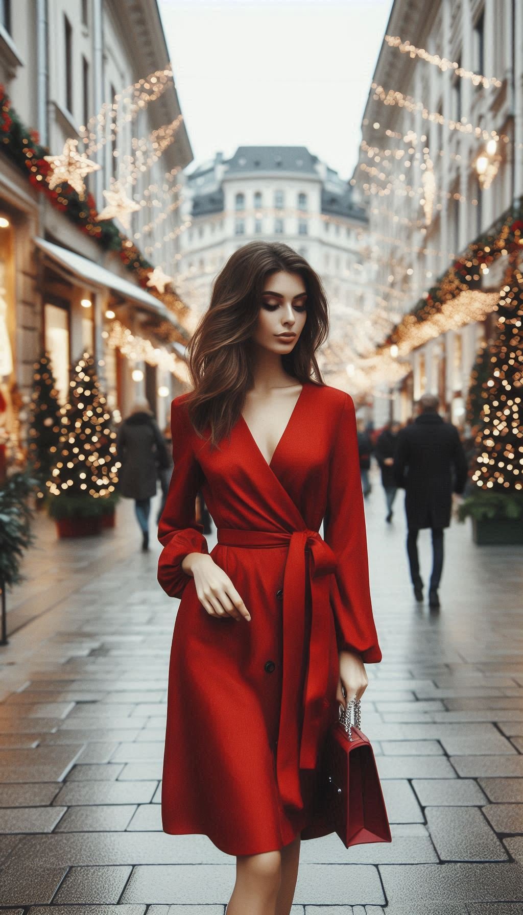 Cozy Christmas Outfit Ideas For You To Sparkle And Shine | Pocoko Step up your holiday fashion game with a classic red wrap dress. Perfect for any festive occasion, it’s the ultimate mix of elegance and holiday cheer.