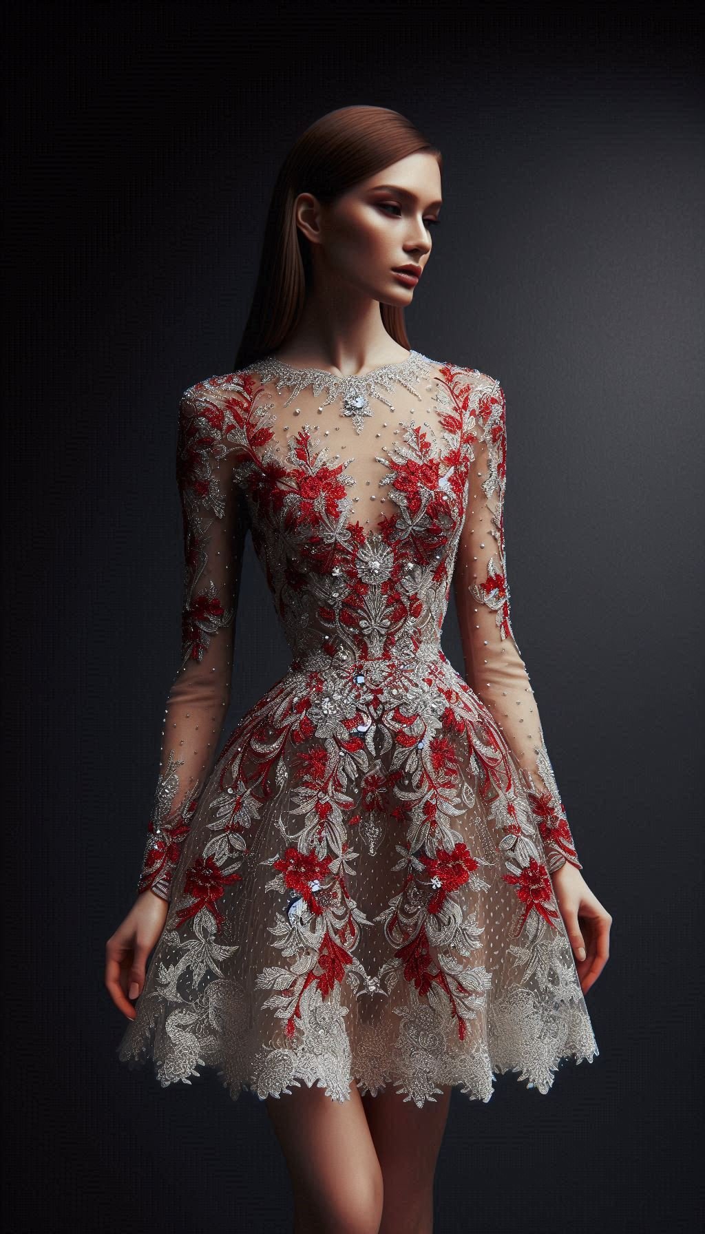 Floral Embroidery Dresses: Blooming Beautiful for Every Occasion | Pocoko Shine bright in a red and silver embroidery dress. Elegant, festive, and utterly chic!
