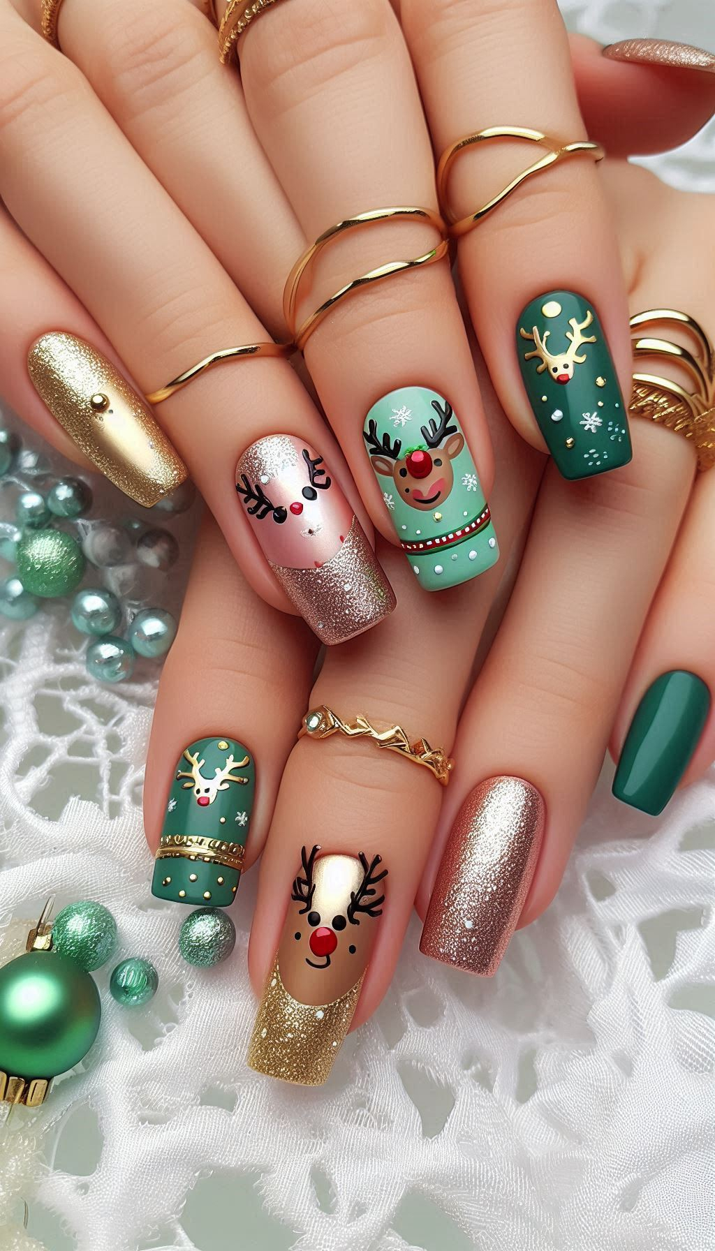 Celebrate the season with reindeer nails that capture the magic of Christmas. These designs are sure to make your nails stand out!