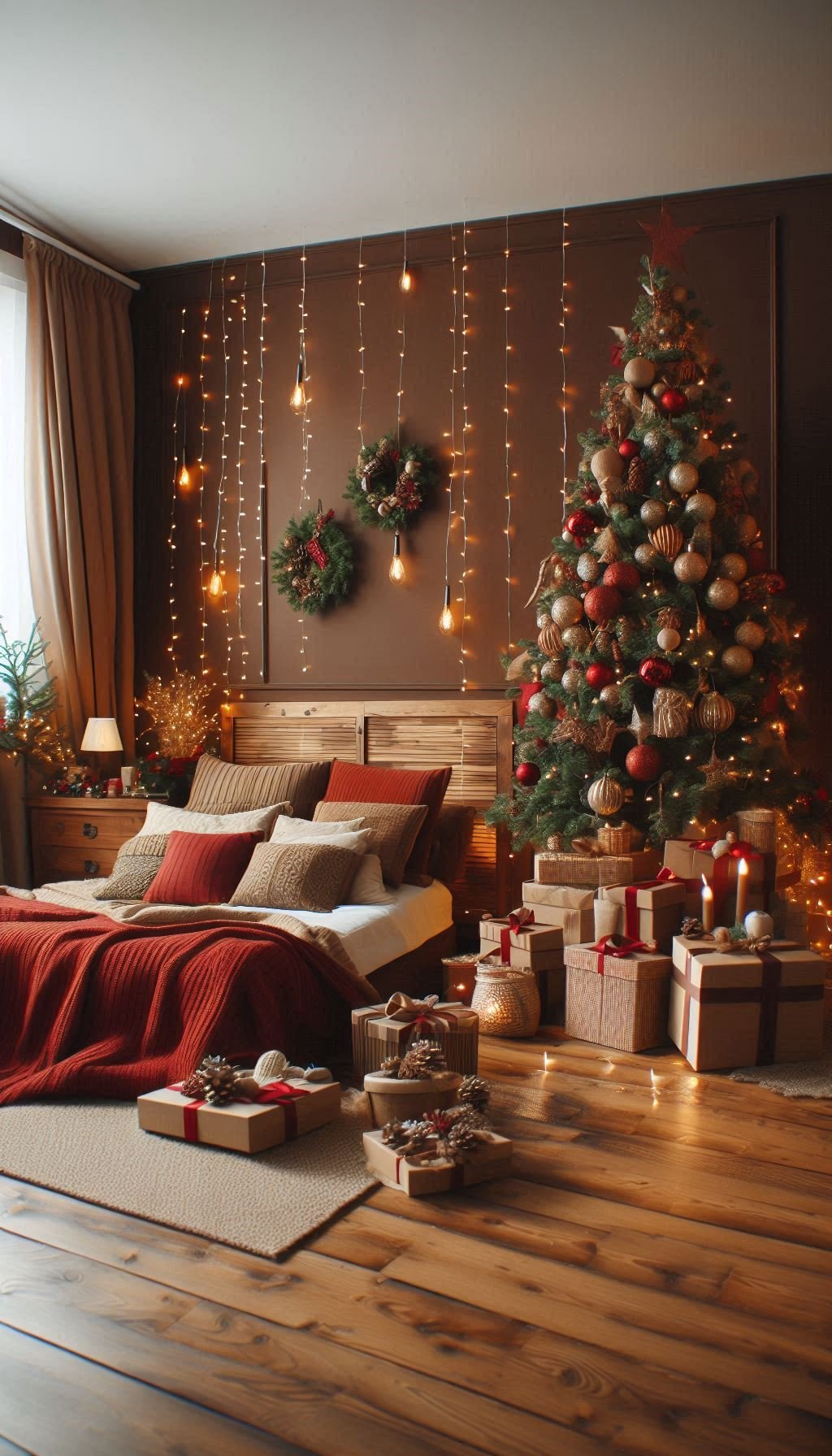 Christmas Bedroom Decorations: 95+ Absolutely Stunning Ideas | Pocoko Bring the outdoors in with rustic Christmas decorations for your bedroom. Cozy, natural, and wonderfully festive!