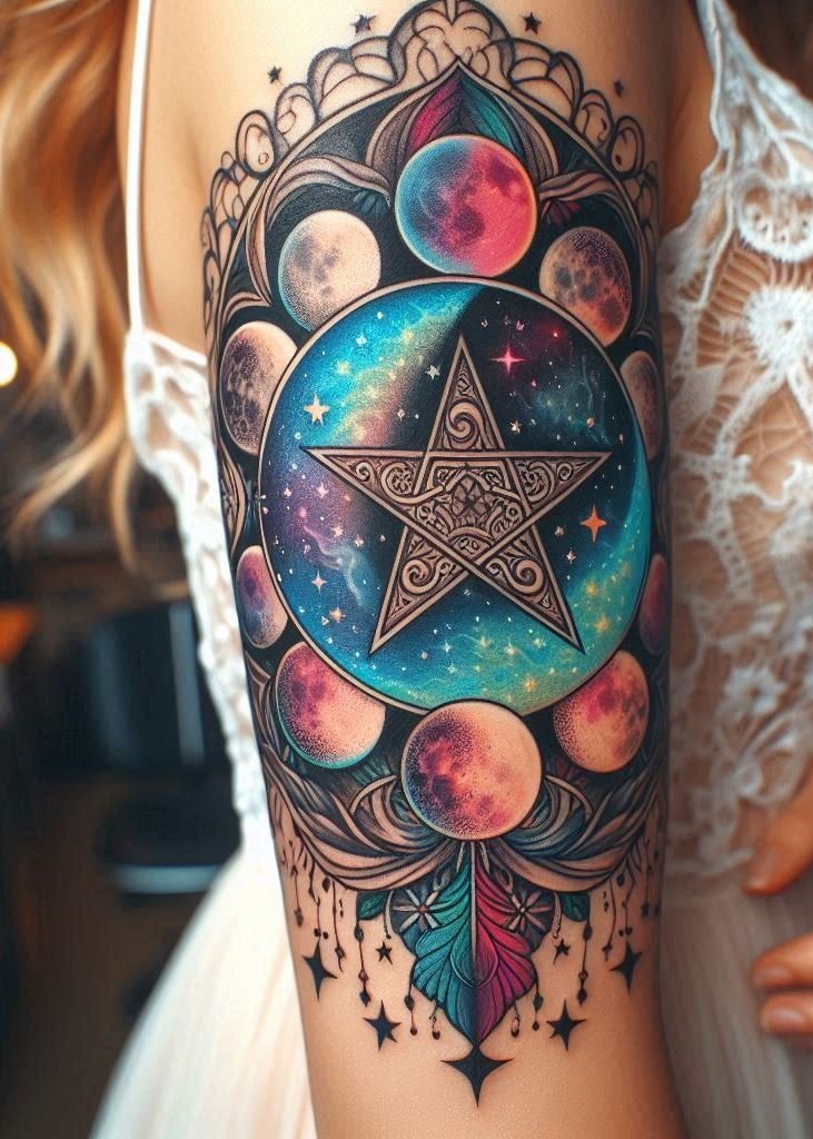 Channel ancient wisdom with tattoos inspired by the sacred pentagram. Perfect for a powerful and protective piece of body art!