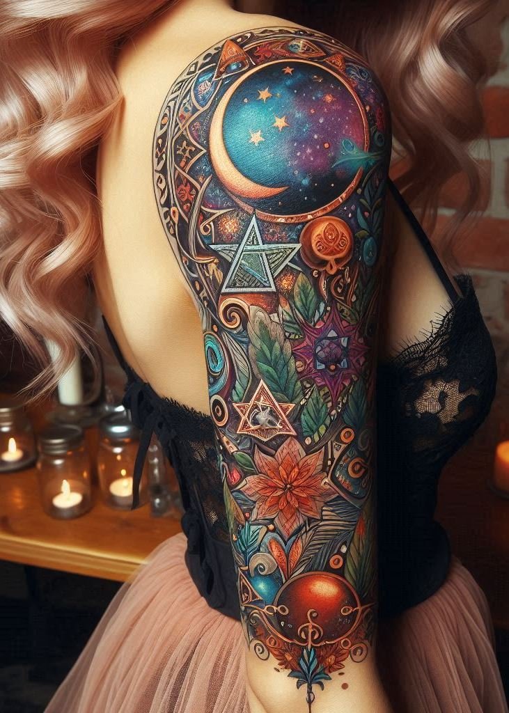 Sacred pentagram tattoos are a must for the modern mystic. Wear your spiritual strength with pride!