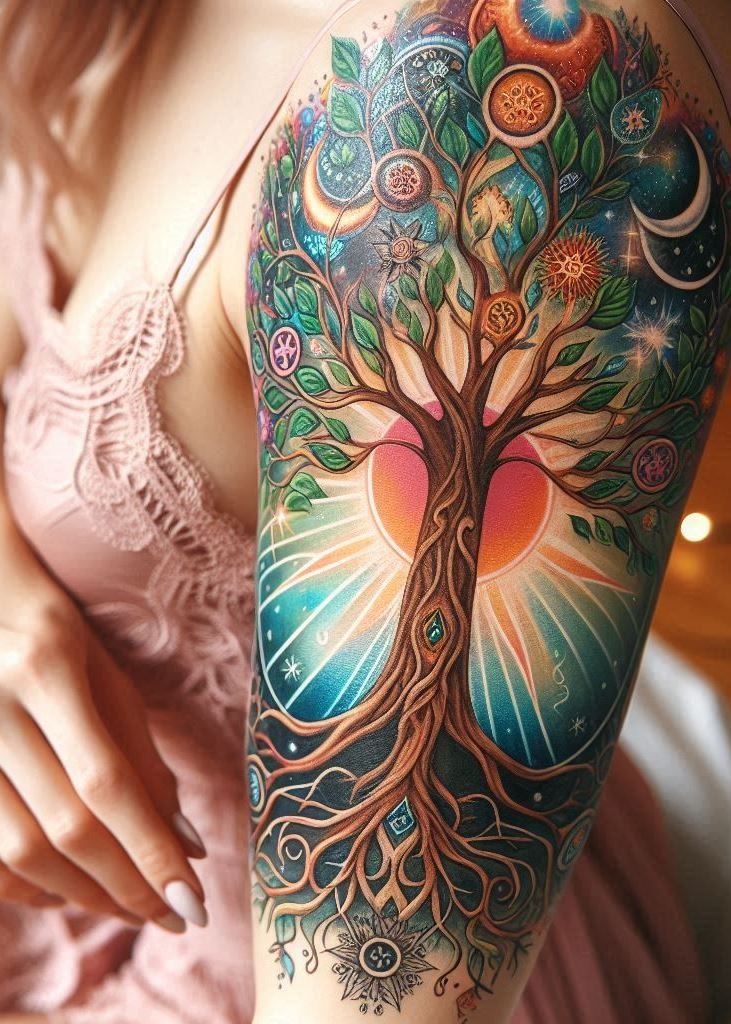 Root yourself in mystical power with Tree of Life tattoos. Perfect for those seeking growth and spiritual connection!