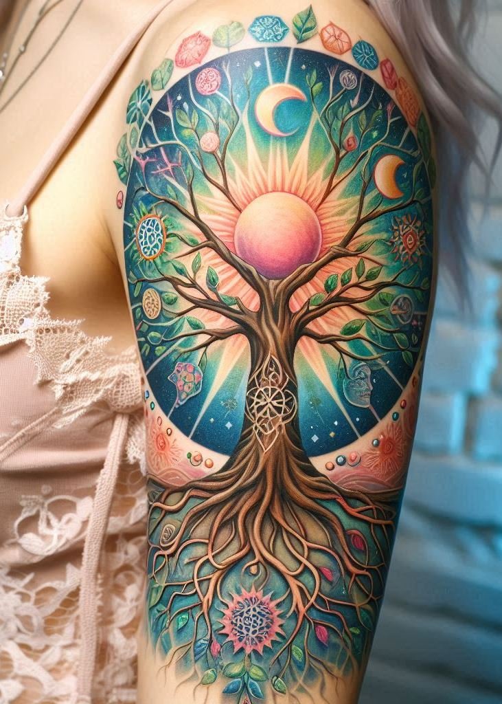 Celebrate the magic of nature with Tree of Life witchcraft tattoos. A powerful symbol of growth and connection!