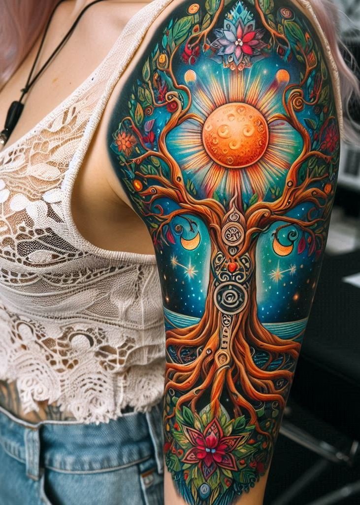 Celebrate the magic of nature with Tree of Life witchcraft tattoos. A powerful symbol of growth and connection!