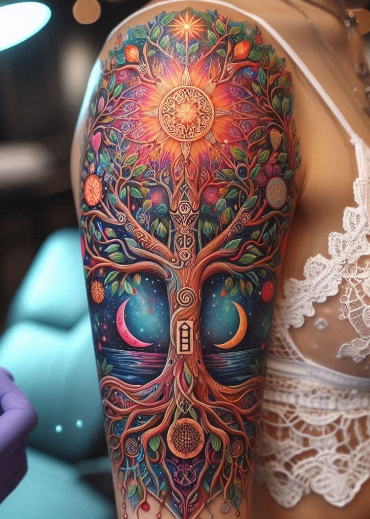 Embrace the balance of life with Tree of Life witchcraft tattoos. These designs are a beautiful blend of nature and mysticism!