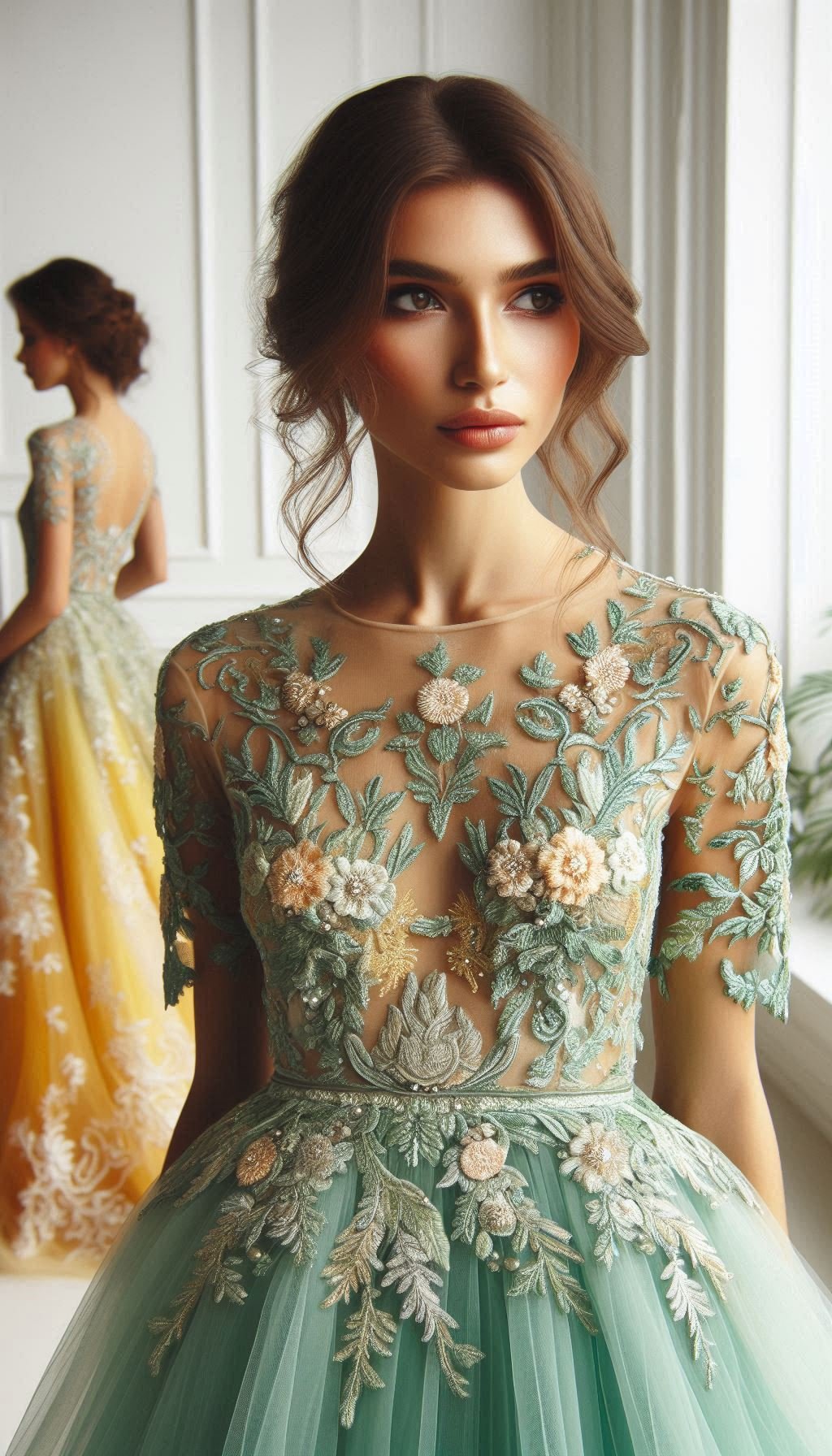 Floral Embroidery Dresses: Blooming Beautiful for Every Occasion | Pocoko Step into spring with a yellow and green floral embroidery dress. Bright, cheerful, and perfect for adding a touch of sunshine to your wardrobe!