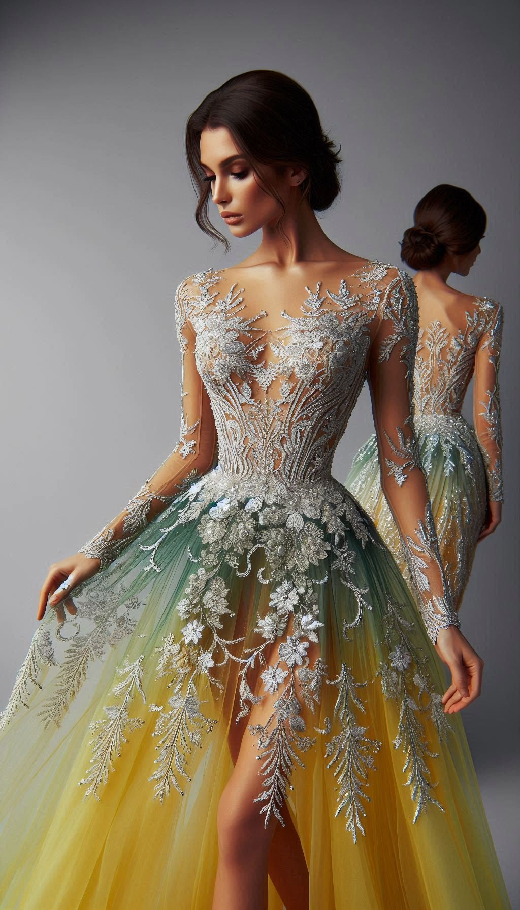 Floral Embroidery Dresses: Blooming Beautiful for Every Occasion | Pocoko Bloom in style with a yellow dress adorned with green floral embroidery. Perfect for making a sunny statement!