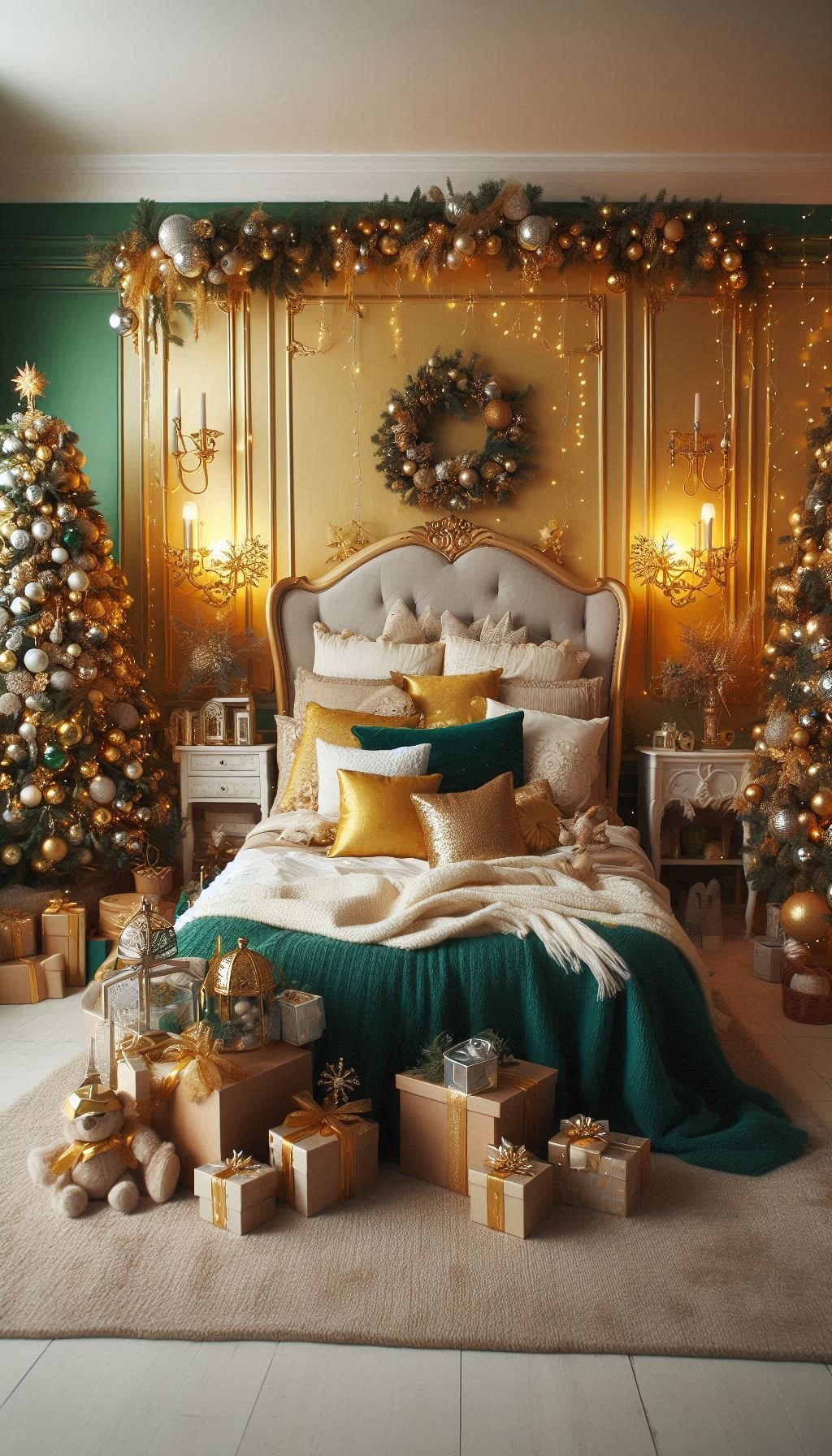 Christmas Bedroom Decorations: 95+ Absolutely Stunning Ideas | Pocoko Create a sunny festive retreat with yellow Christmas bedroom decorations. Perfect for adding warmth and joy to your space!