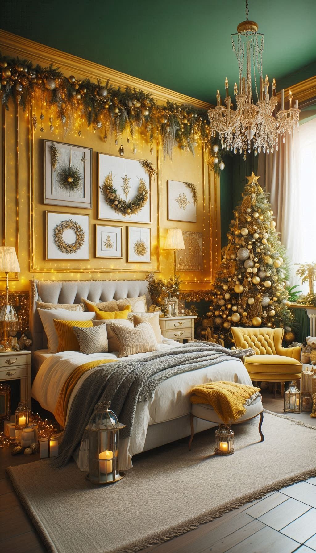 Christmas Bedroom Decorations: 95+ Absolutely Stunning Ideas | Pocoko Deck your bedroom in yellow for a bright and cheerful holiday look. Festive, cozy, and wonderfully warm!