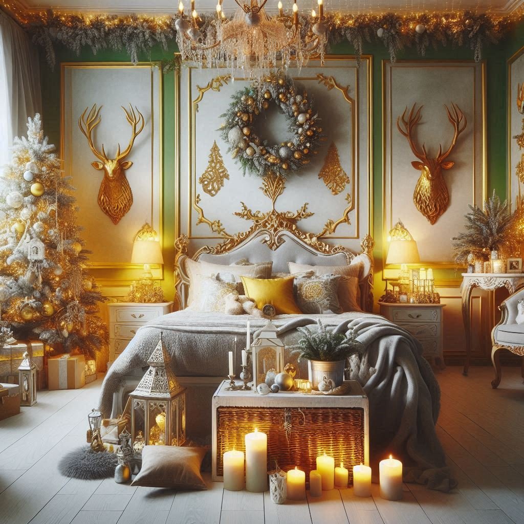 Christmas Bedroom Decorations: 95+ Absolutely Stunning Ideas | Pocoko Add a touch of warmth and cheer to your bedroom with yellow Christmas decorations. Bright, festive, and full of holiday magic!