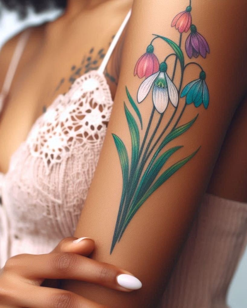 January babies, adorn your skin with a snowdrop tattoo. This dainty bloom captures the purity and resilience of winter!