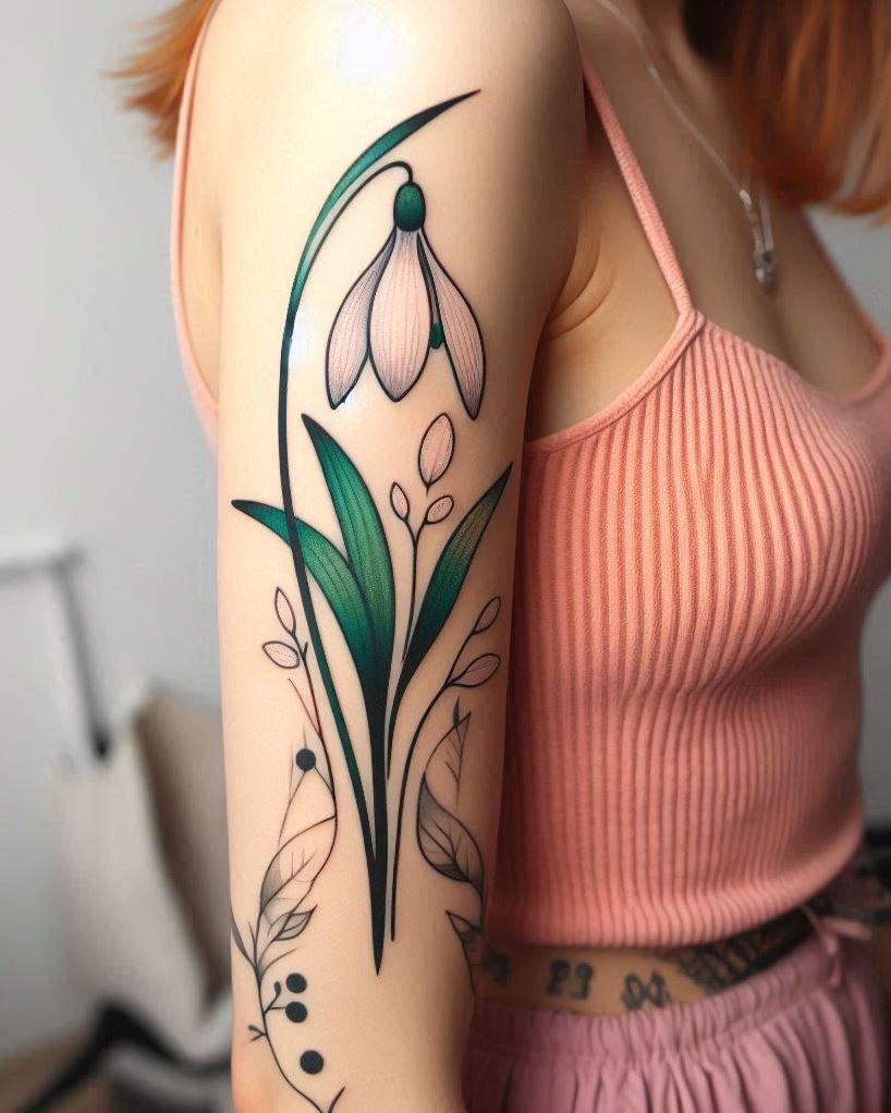 Welcome the new year with a snowdrop birth flower tattoo. Perfect for January-borns who embrace the beauty of winter!