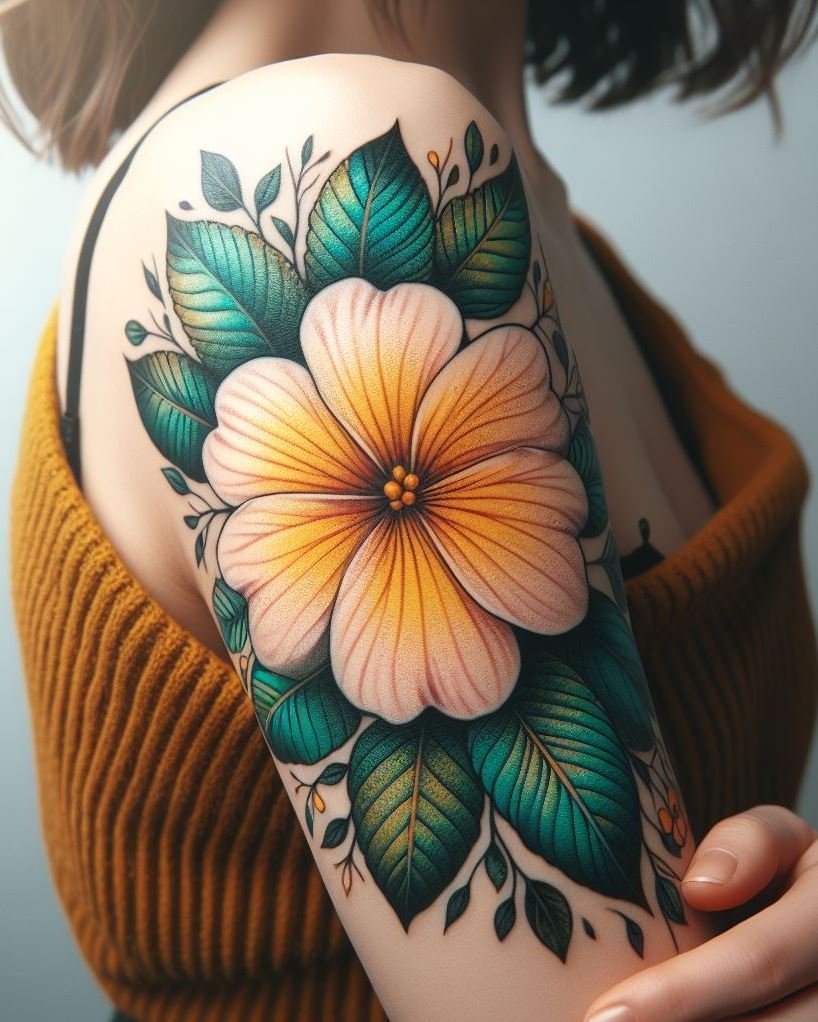 Birth Flowers Tattoos: February babies, embrace the minimalist beauty of a primrose line art tattoo. This delicate flower symbolizes new beginnings and timeless grace!