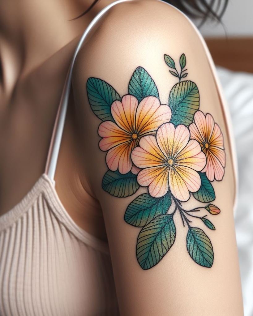 Ring in the month of love with a primrose line art tattoo. Perfect for February-borns who appreciate the simplicity and beauty of nature’s delicate blooms!