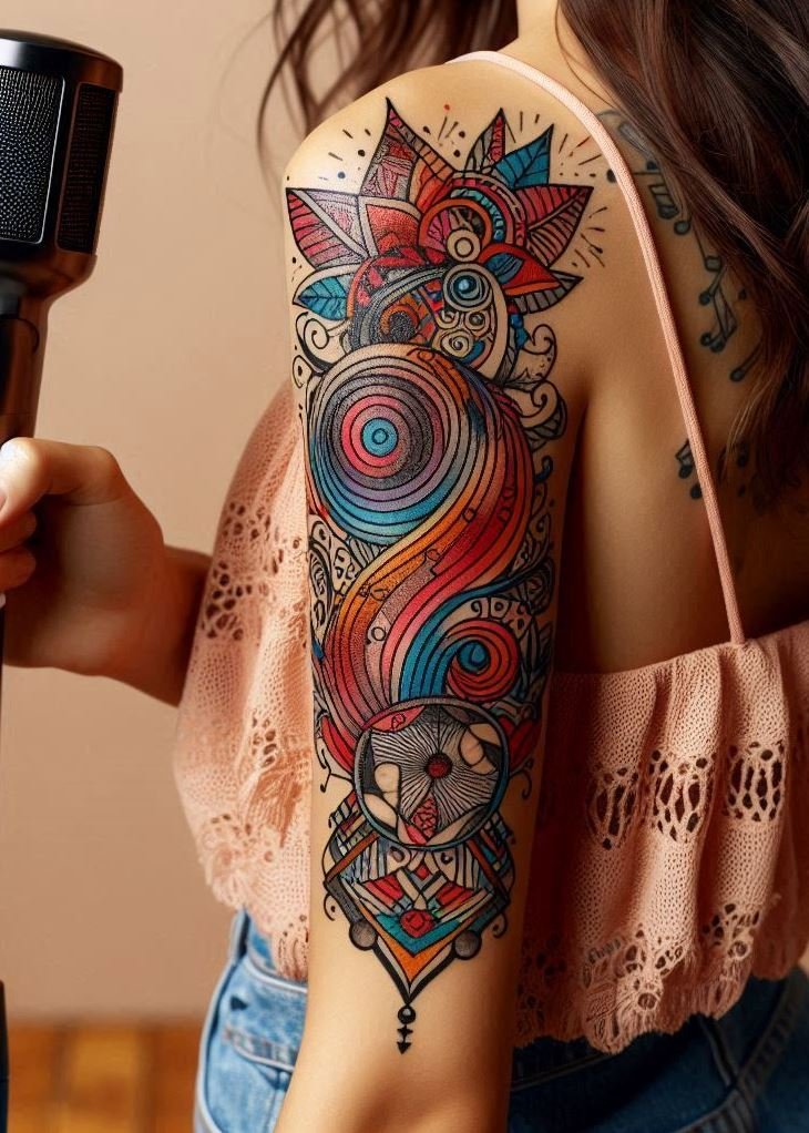Music Tattoos: 75 Must-See Inspirations | Pocoko Turn your passion for music into art with these stunning abstract tattoos. Each design is a unique harmony of creativity and sound.
