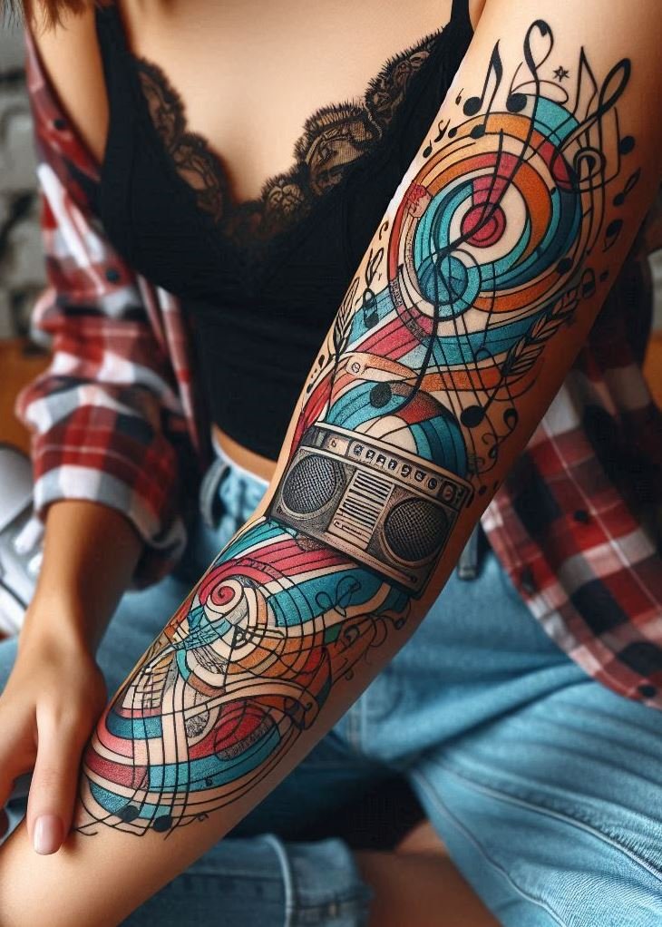 Music Tattoos: 75 Must-See Inspirations | Pocoko Ready to rock your skin with some abstract music tattoos? These designs are the perfect mix of melody and creativity.