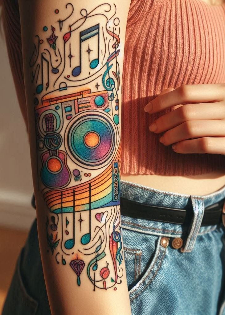 Music Tattoos: 75 Must-See Inspirations | Pocoko Get inspired by these abstract music tattoos that hit all the right notes. Ideal for music enthusiasts looking for unique ink!