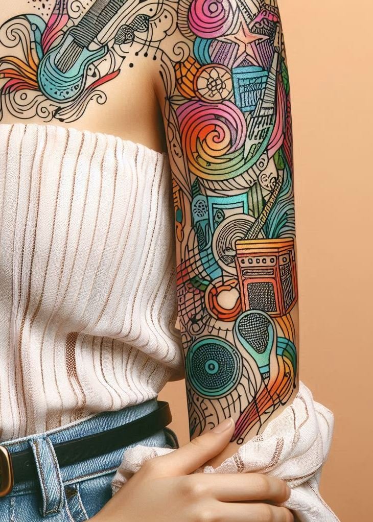 Music Tattoos: 75 Must-See Inspirations | Pocoko Capture the essence of your favorite tunes with these abstract music tattoos. Each design is as unique and dynamic as the music itself.
