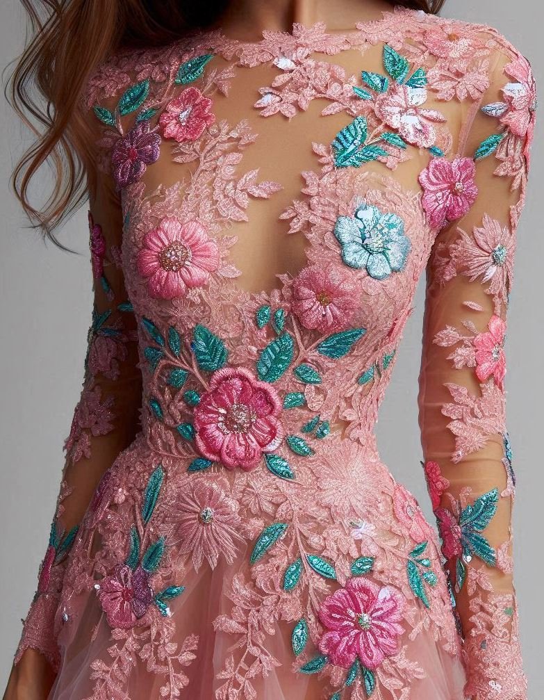 Turn every head with this Babilicious pink and peach floral lace dress. Perfect for those who love a touch of whimsy!