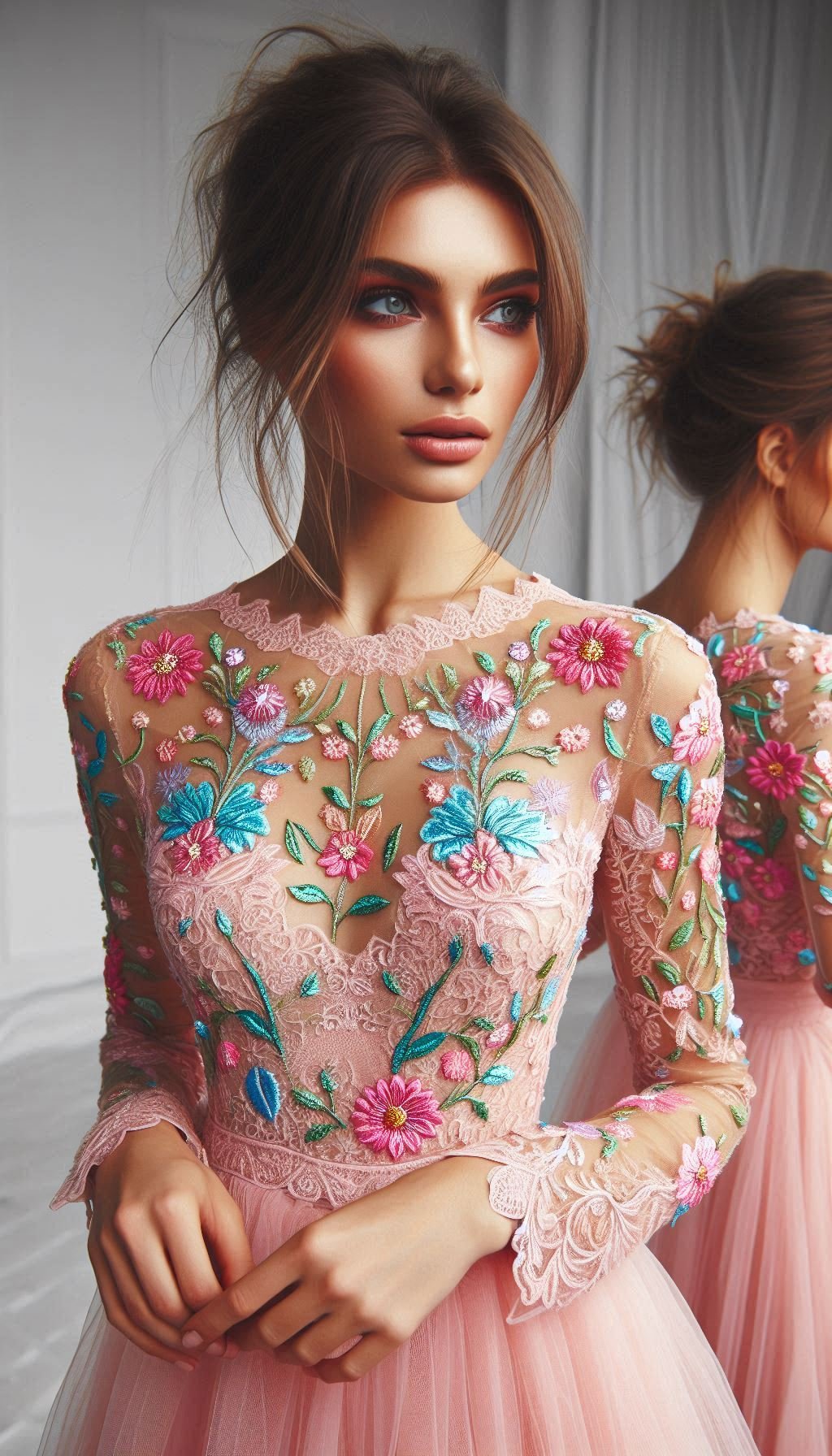 This Babilicious pink and peach dress is all about delicate lace and feminine charm. Perfect for any special day!