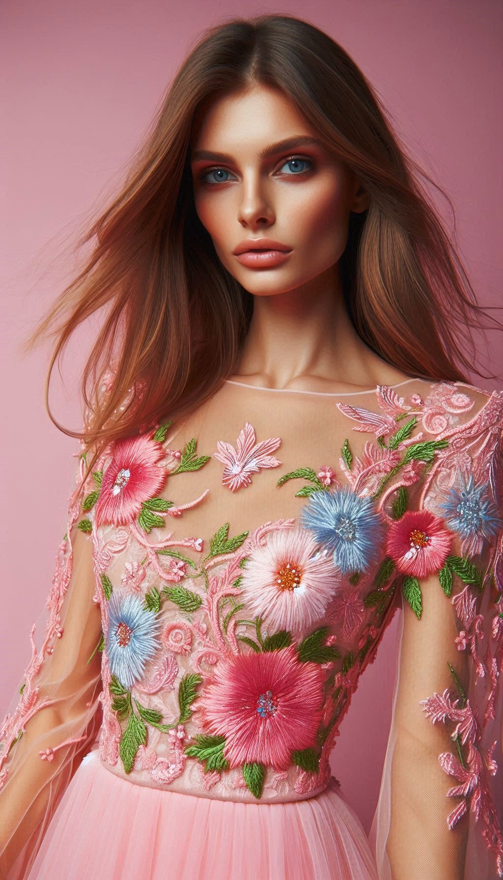 Feel like a dream in this pink and peach floral lace embroidered dress. Babiliciously perfect for any special occasion!