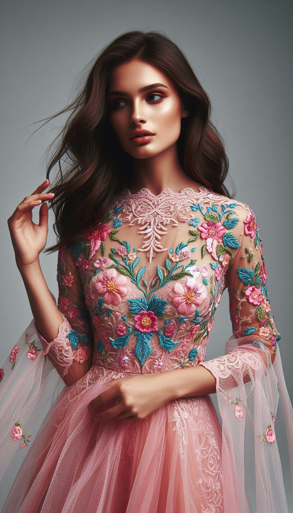 This Babilicious pink and peach dress is all about delicate floral lace and pure elegance. A must-have for your wardrobe!