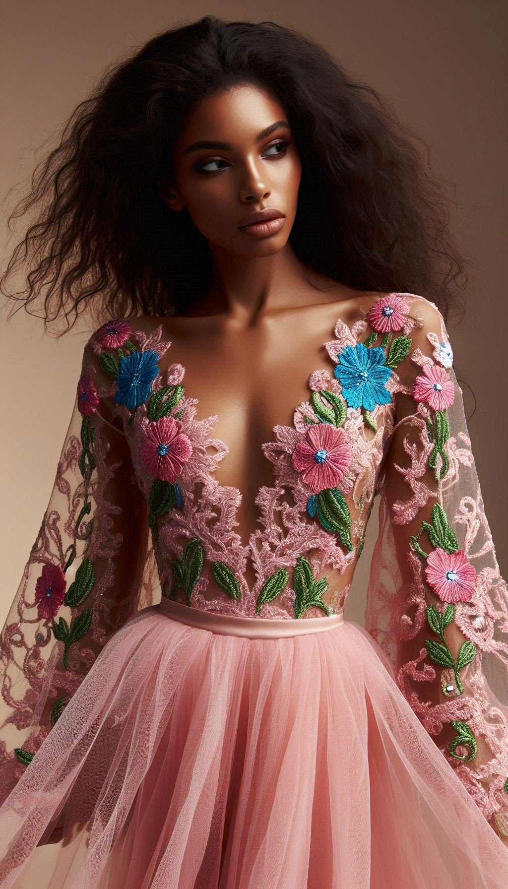 Be the belle of the ball in this stunning Babilicious pink and peach floral lace dress. It's an instant classic!