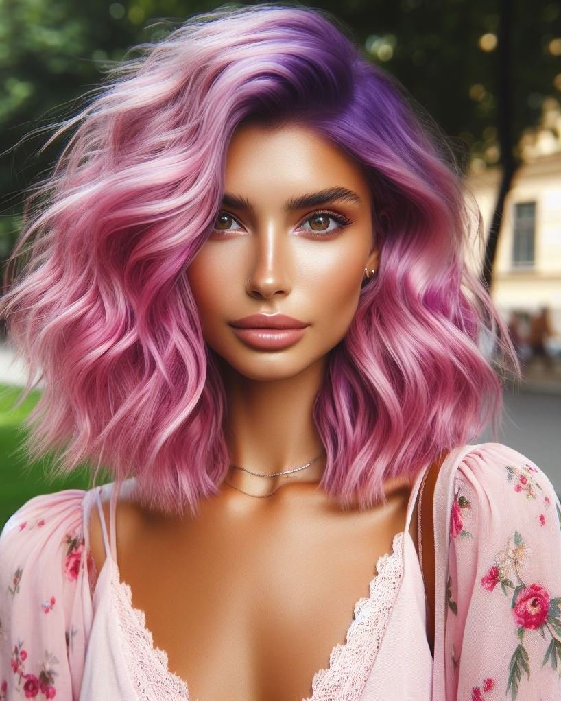 Make a sweet statement with bubblegum pink ombre hair. This playful and vibrant trend is perfect for adding a pop of fun to your look!