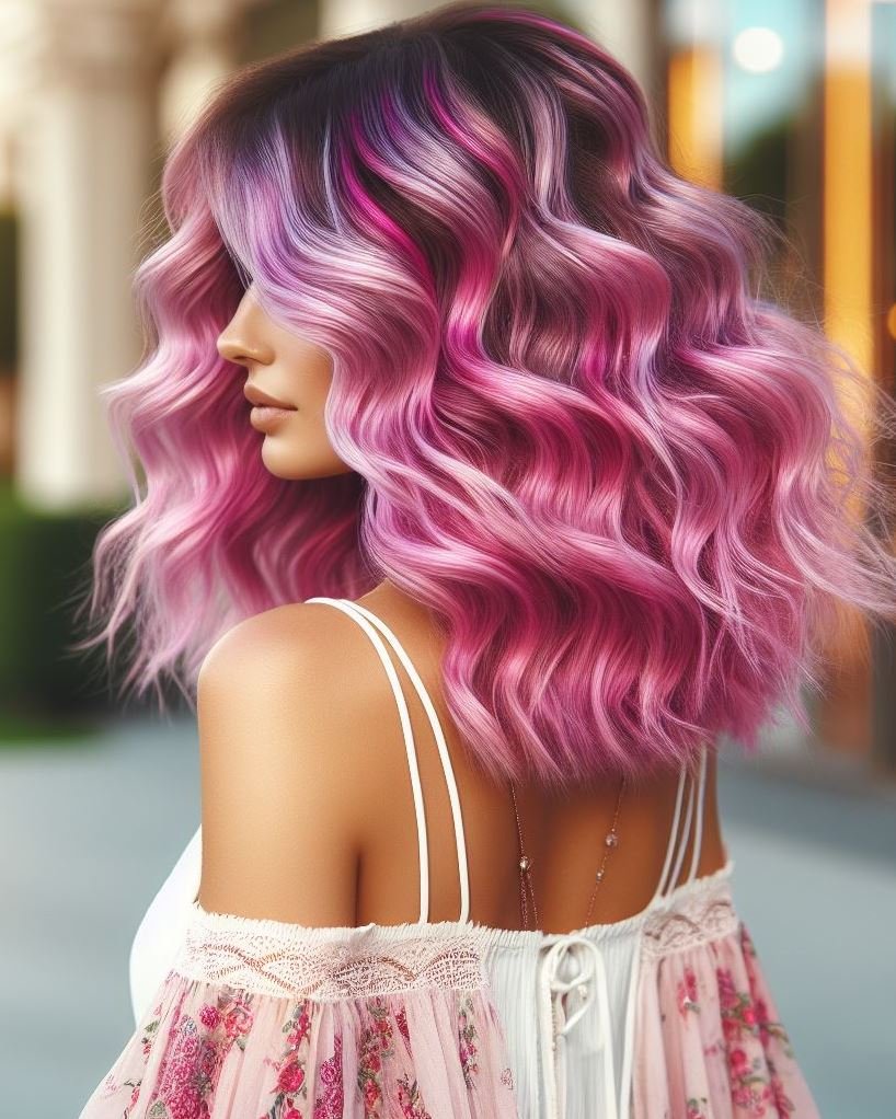 Transform your tresses with bubblegum pink ombre. A bold and whimsical color trend that’s sure to turn heads and sweeten your style!