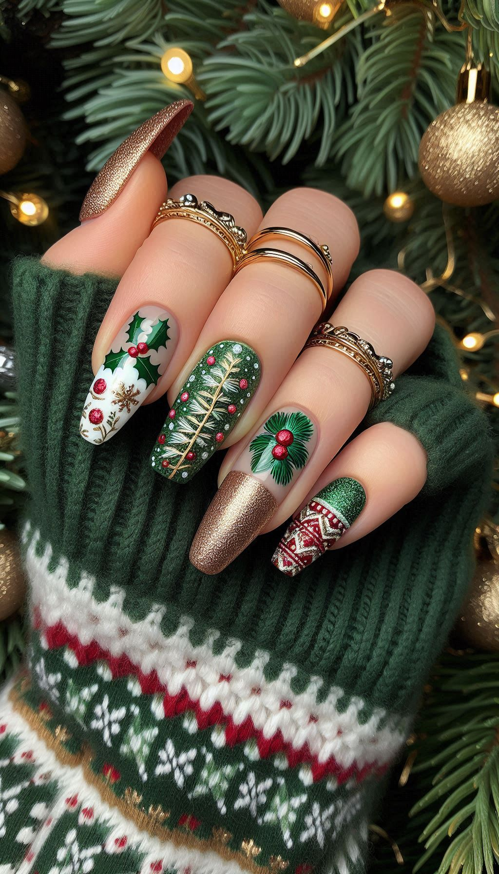 Deck your nails with boughs of holly! These festive designs bring the magic of Christmas decorations right to your fingertips.