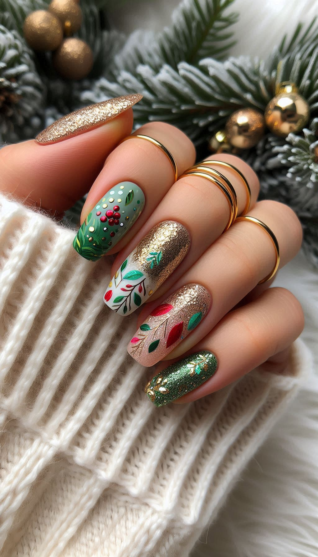 Santa called, and he wants his decorations back! These Christmas-themed nails are perfect for adding a touch of holiday cheer.