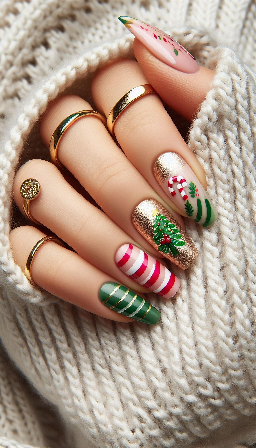 Christmas Nail Art Ideas: Santa called, and he wants his decorations back! These Christmas-themed nails are perfect for adding a touch of holiday cheer.