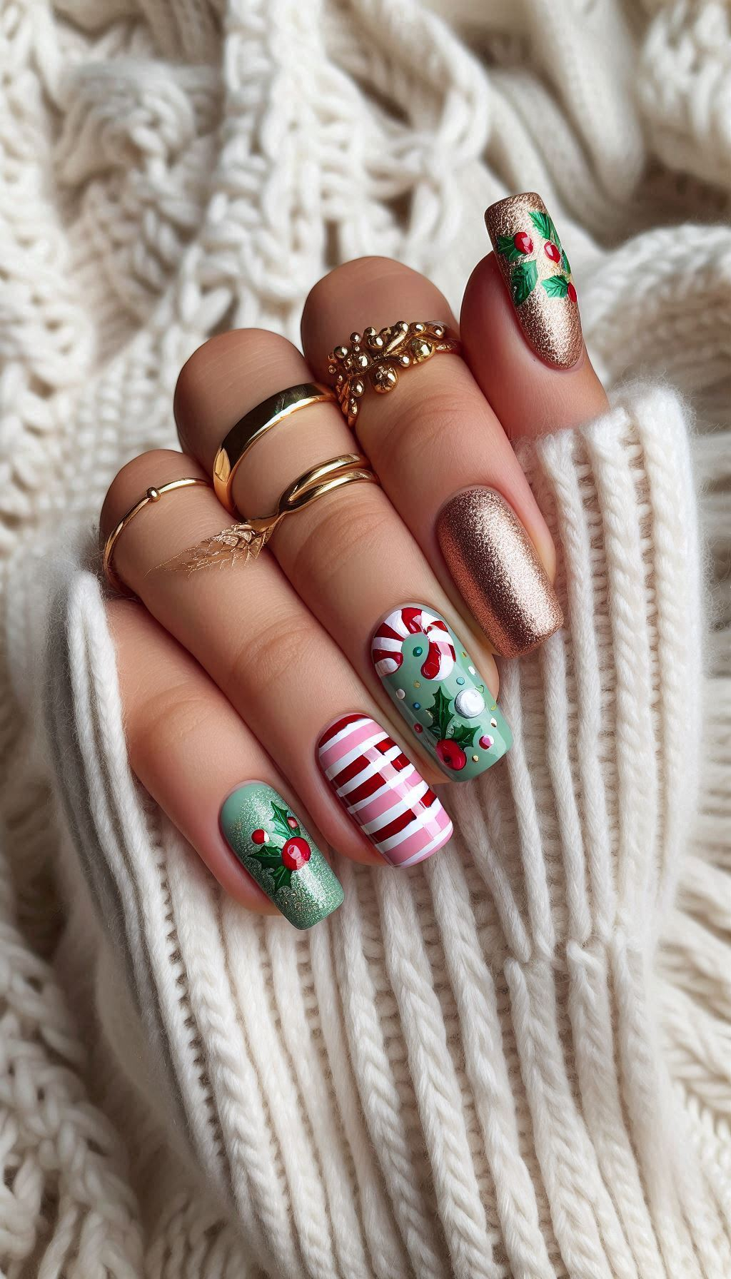 Christmas Nail Art Ideas: Wrap your nails in holiday cheer! These Christmas decoration-themed designs are perfect for celebrating the most wonderful time of the year.