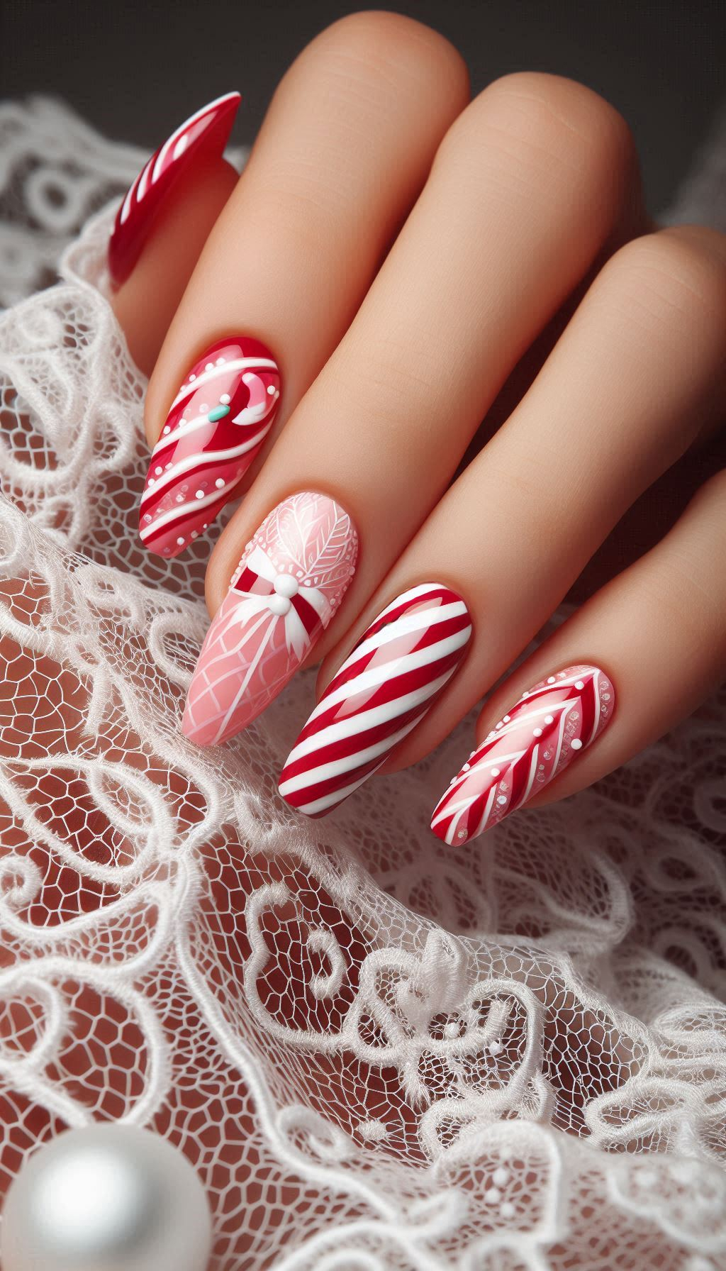 Add some festive fun to your nails with these Christmas candy-inspired designs. Perfect for anyone who loves the sweeter side of the holidays!