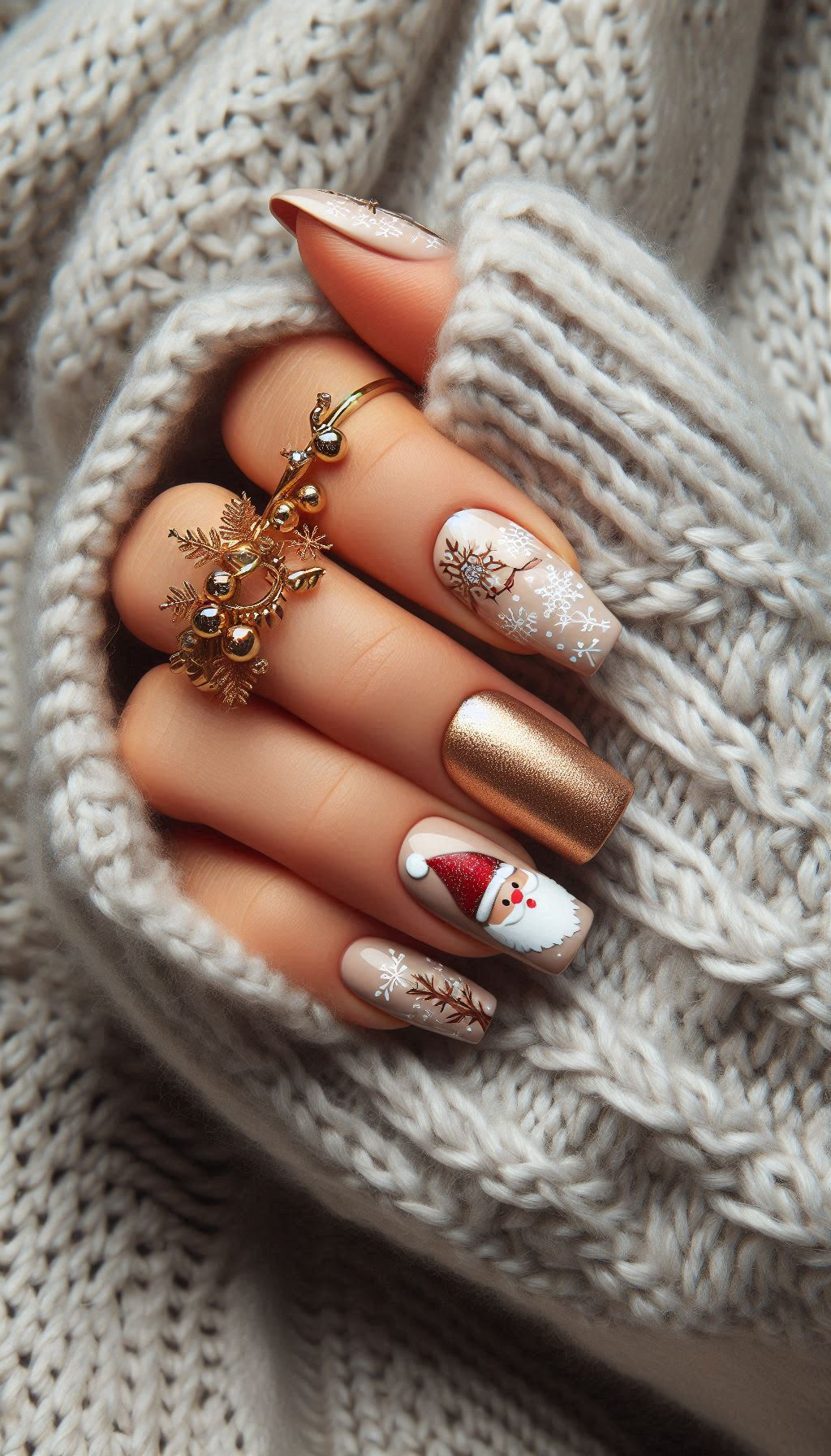 Get your nails twinkling like Christmas lights with these glitter-themed designs. Perfect for adding that extra sparkle to your holiday celebrations!