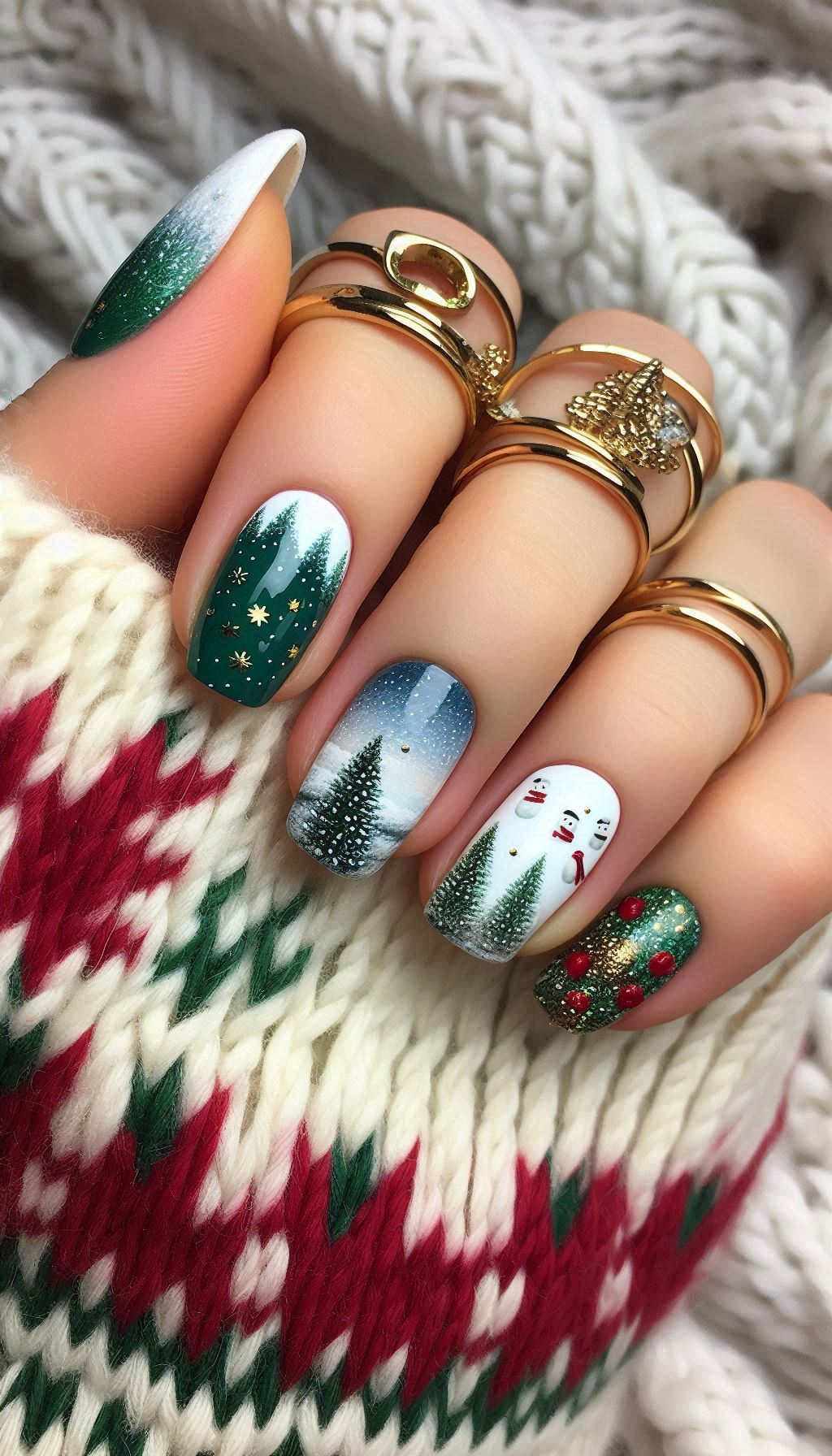 Turn your nails into a snowy masterpiece with these winter wonderland designs. Each nail is a flurry of festive fun!