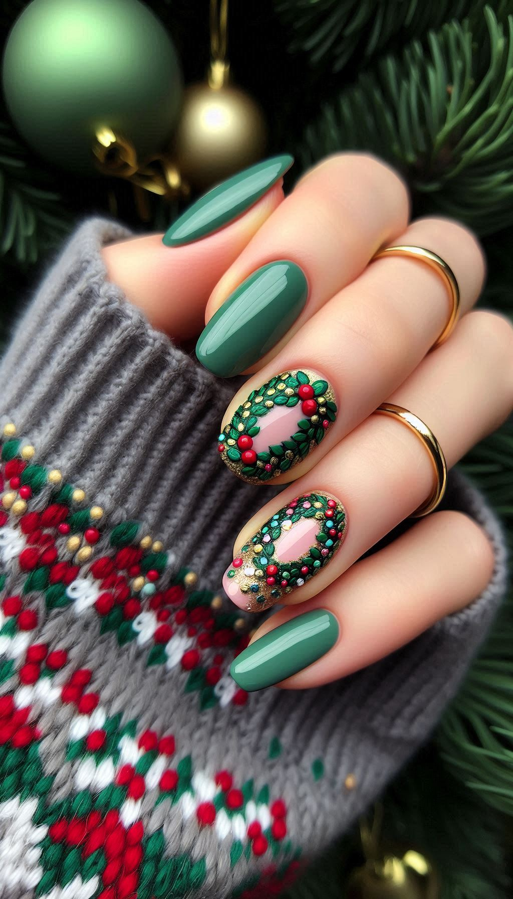 Why stop at decorating the door? These Christmas wreath nail art ideas will have your nails looking merry and bright all season long.