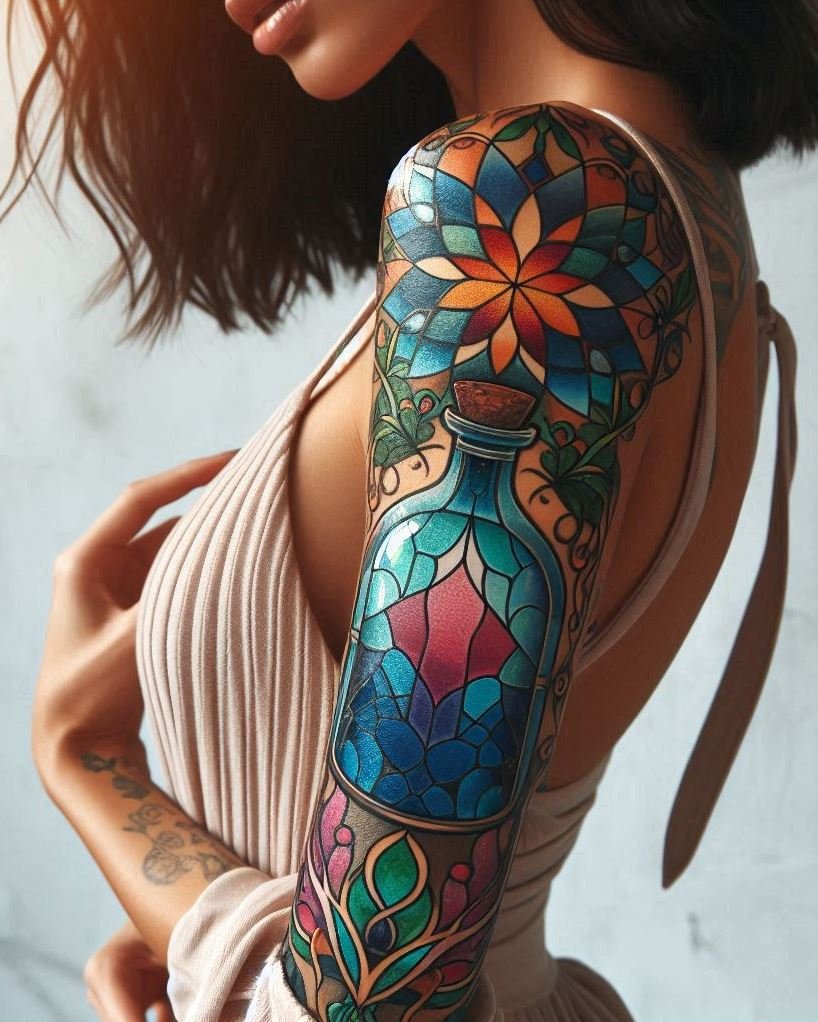 Find the magic in perfect symmetry with a sacred geometry-inspired potion tattoo. A stunning design that captures the essence of both art and science.