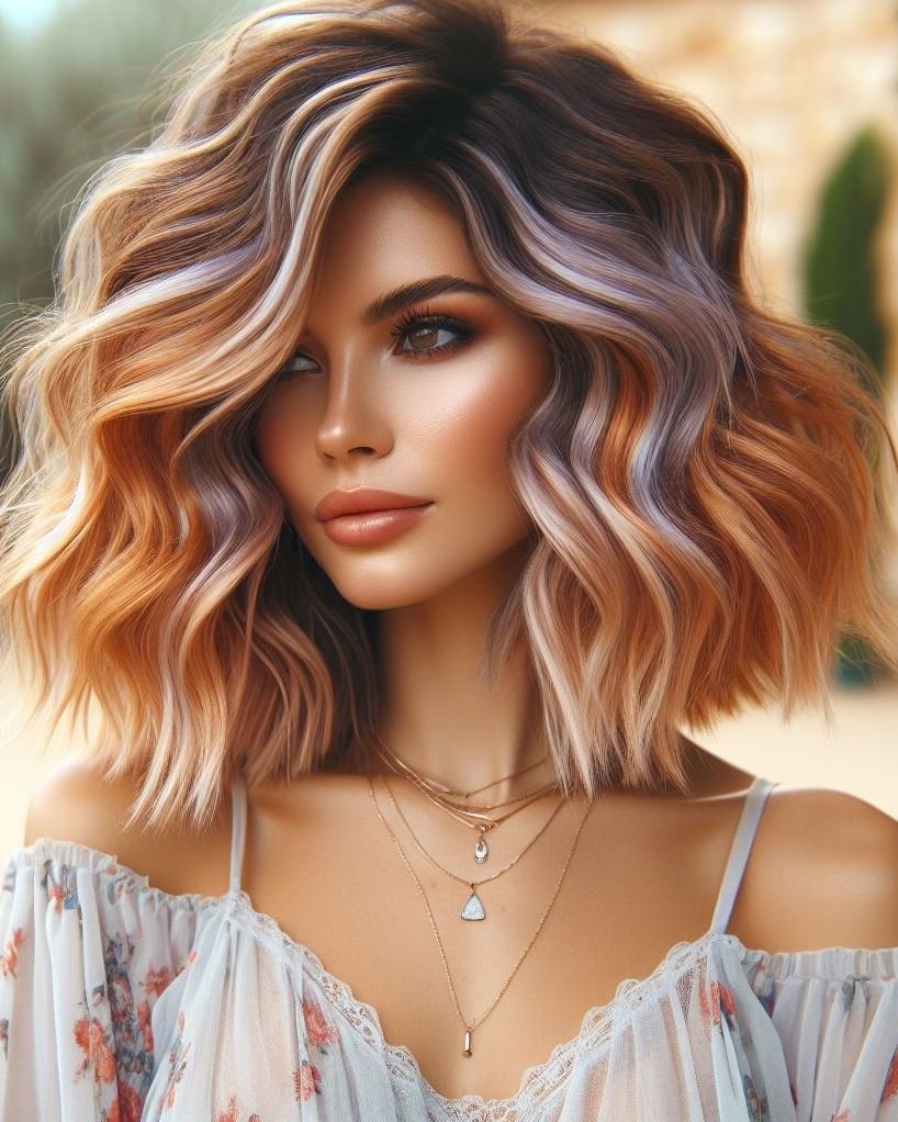 Embrace the trend with lavender copper blonde ombre hair. Bold, beautiful, and utterly enchanting!