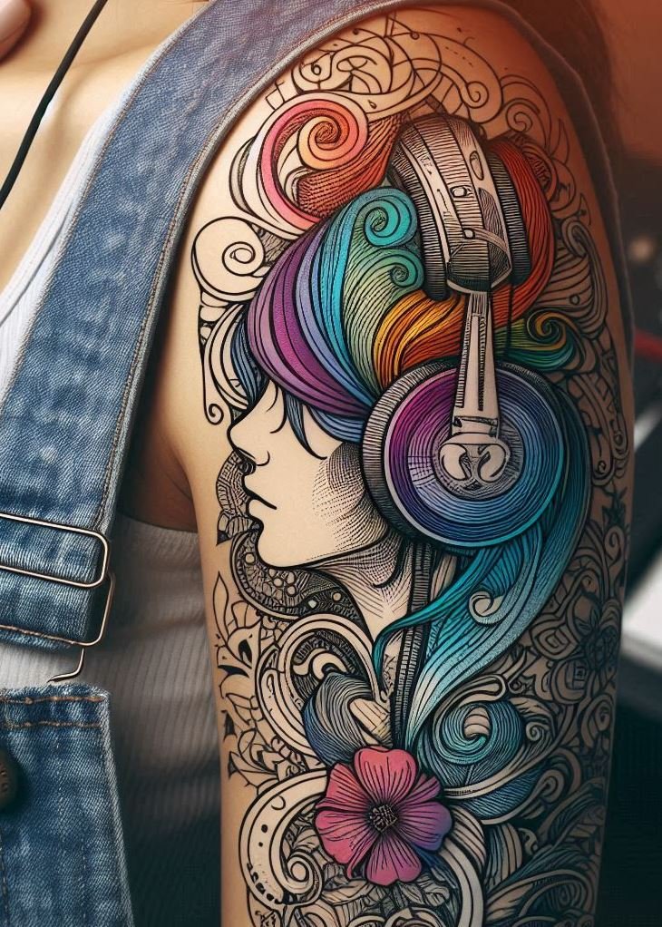 Music Tattoos: 75 Must-See Inspirations | Pocoko Express your love for music with these stunning headphone tattoos. Art and sound, combined on your skin!