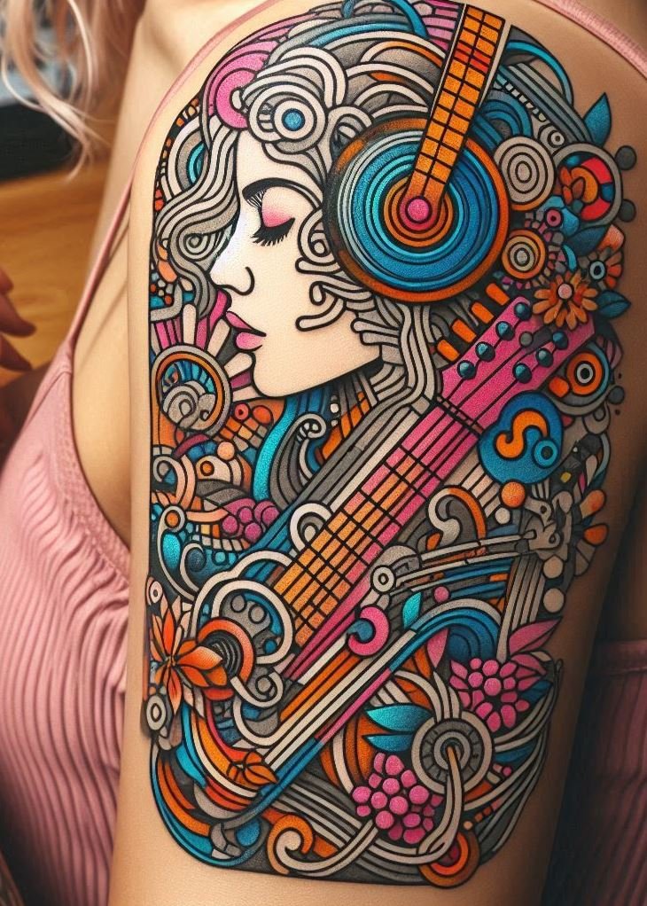 Music Tattoos: 75 Must-See Inspirations | Pocoko Crank up the volume on your tattoo game with these music headphone designs. For music lovers who rock 24/7!