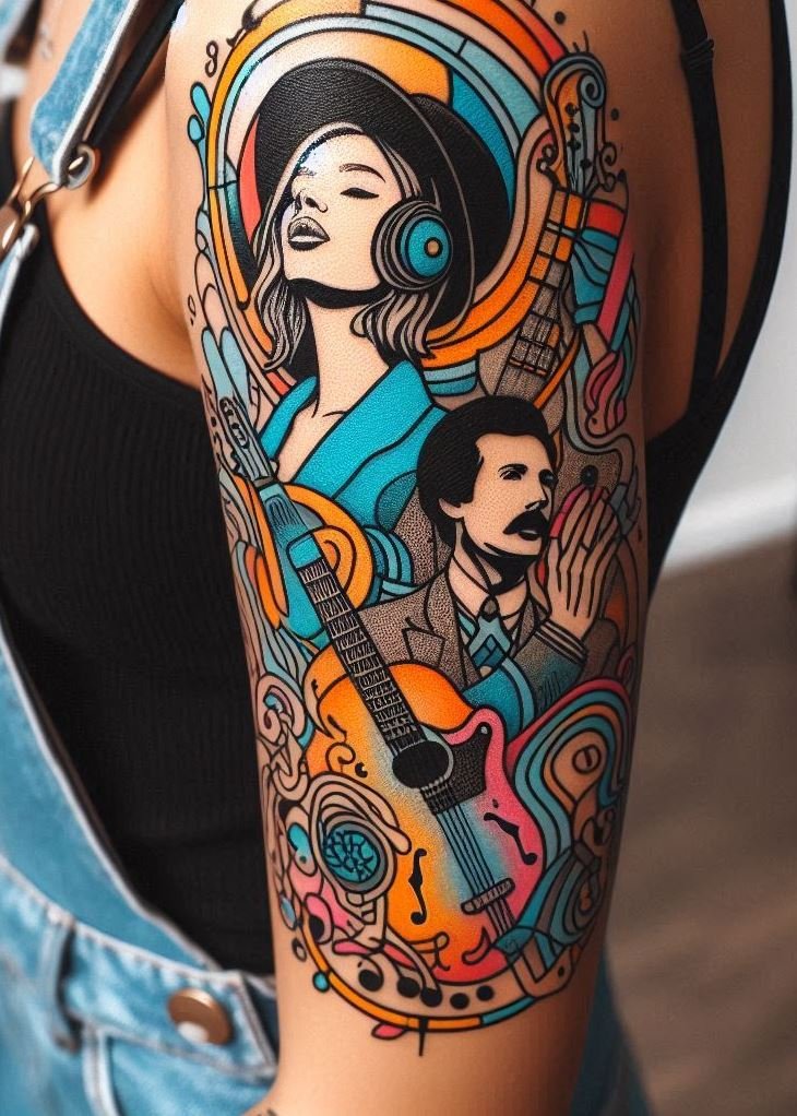 Music Tattoos: 75 Must-See Inspirations | Pocoko Feel the beat with these stylish music headphone tattoos. Perfect for those who can't live without their tunes!