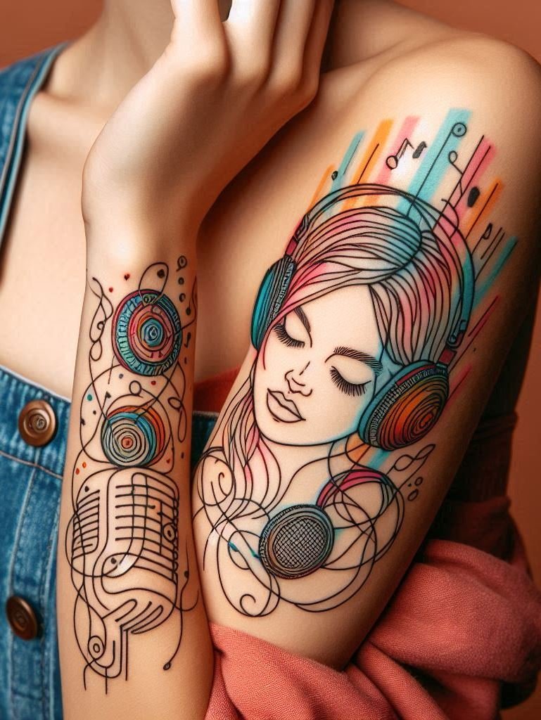 Music Tattoos: 75 Must-See Inspirations | Pocoko Celebrate your audiophile spirit with these music headphone tattoos. Bold, creative, and tuned to perfection!
