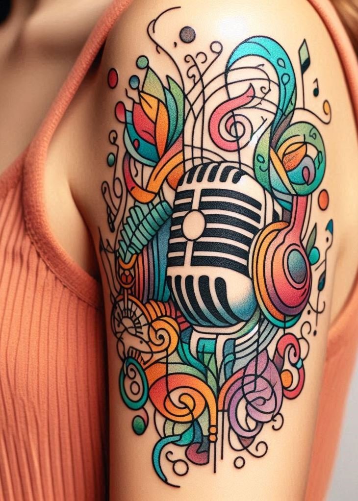 Music Tattoos: 75 Must-See Inspirations | Pocoko Jam out with these music headphone tattoos that capture your love for sound. Perfect for those who live life in stereo!
