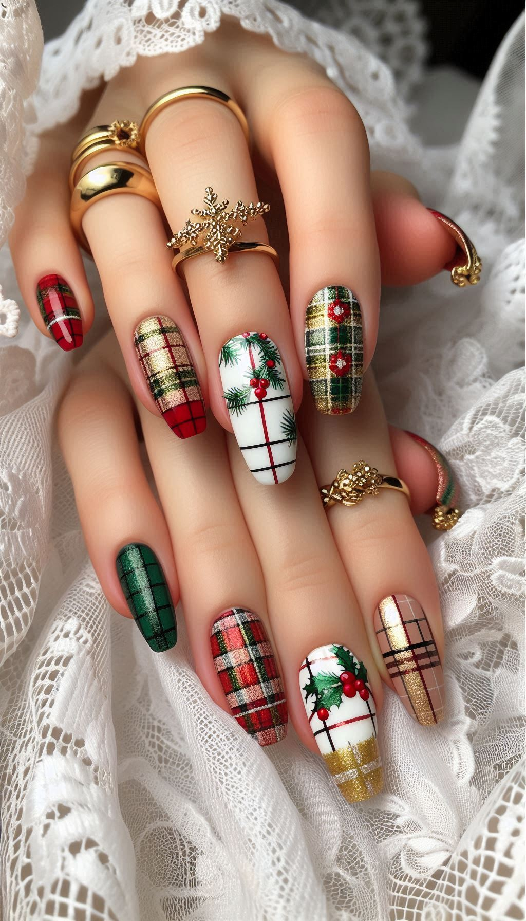 Nail the holiday spirit with these plaid-inspired designs. Whether it's a subtle accent or a full plaid makeover, your nails will be merry and bright!