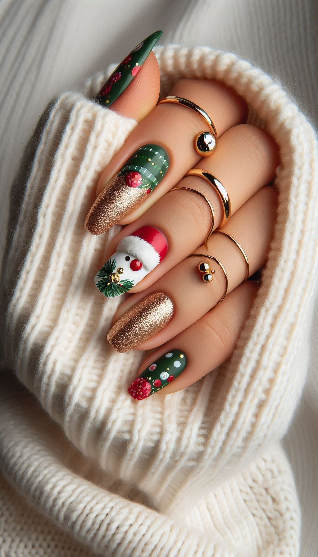 Get ready to sleigh with Santa Claus-themed nail art! Perfect for adding a festive touch to your holiday celebrations.