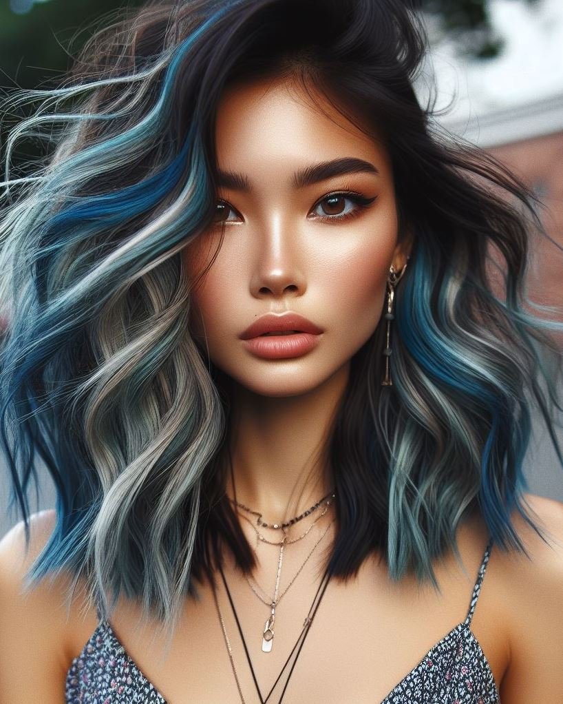 Transform your look with silver electric blue hair. Bold, edgy, and perfect for making a statement!